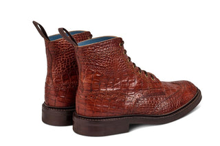 Stow Country Boot - Brown Mock Croc - R E Tricker Ltd