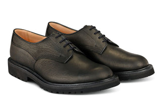 Woodstock Plain Derby Country Shoe - Black Buffalo - R E Tricker Ltd
