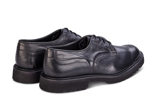 Woodstock Plain Derby Country Shoe - Black Olivvia Deerskin - R E Tricker Ltd