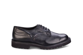 Woodstock Plain Derby Country Shoe - Black Olivvia Deerskin - R E Tricker Ltd