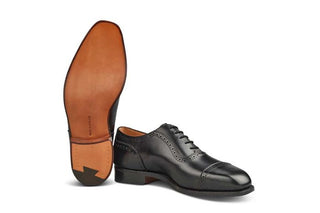 Belgrave Toecap Oxford City Shoe - Black - R E Tricker Ltd