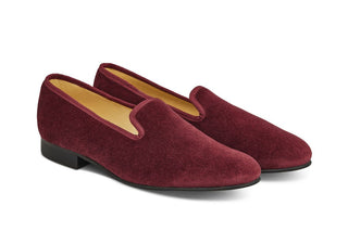 CHURCHILL VELVET SLIPPER - Burgundy - R E Tricker Ltd