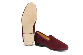 CHURCHILL VELVET SLIPPER - Burgundy - R E Tricker Ltd