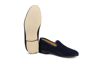 CHURCHILL VELVET SLIPPER - Navy - R E Tricker Ltd