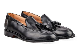 Elton Tassel Loafer - Black Box Calf - R E Tricker Ltd