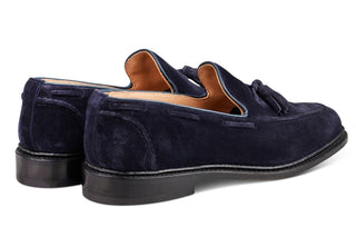 Elton Tassel Loafer - Navy Suede - R E Tricker Ltd