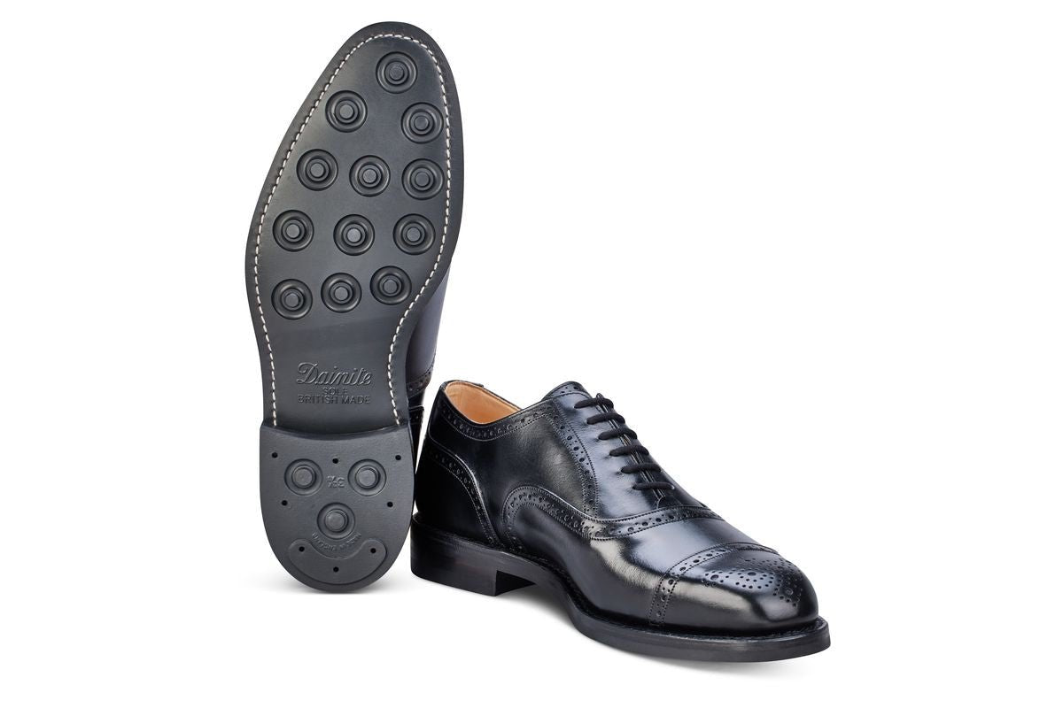 Kensington Toecap Oxford City Shoe - Black – R E Tricker Ltd