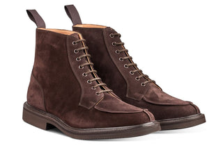 Lawrence Apron Front Derby Boot - Coffee Suede - R E Tricker Ltd