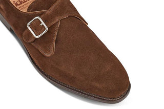Mayfair Single Buckle Monk Shoe - Chocolate Suede - R E Tricker Ltd