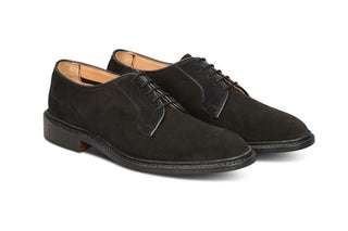 Robert Derby Shoe - Black Suede - R E Tricker Ltd