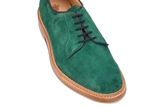 Robert Derby Shoe - Bright Green Castorino Suede - R E Tricker Ltd
