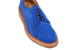 Robert Derby Shoe - Electric Blue Castorino Suede - R E Tricker Ltd