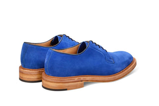 Robert Derby Shoe - Electric Blue Castorino Suede - R E Tricker Ltd
