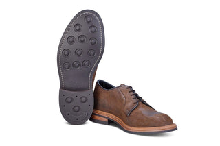 Robert Derby Shoe - Snuff Reverse Suede - R E Tricker Ltd