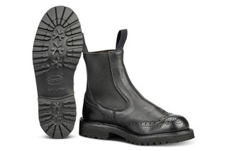 Silvia Country Dealer Boot - Olivvia Deerskin - Black - R E Tricker Ltd