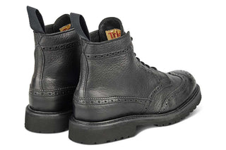 Stephy Brogue Boot - Olivvia Deerskin - Black - R E Tricker Ltd