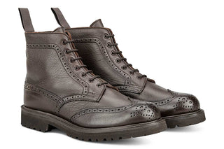 Stephy Brogue Boot - Olivvia Deerskin - Brown - R E Tricker Ltd