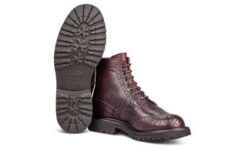 Stephy Brogue Boot - Olivvia Deerskin - Burgundy - R E Tricker Ltd